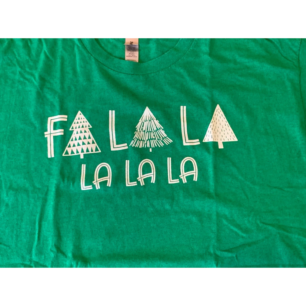 Gilden Christmas T-shirt Large Green Fa La La La La - Picture 4 of 6